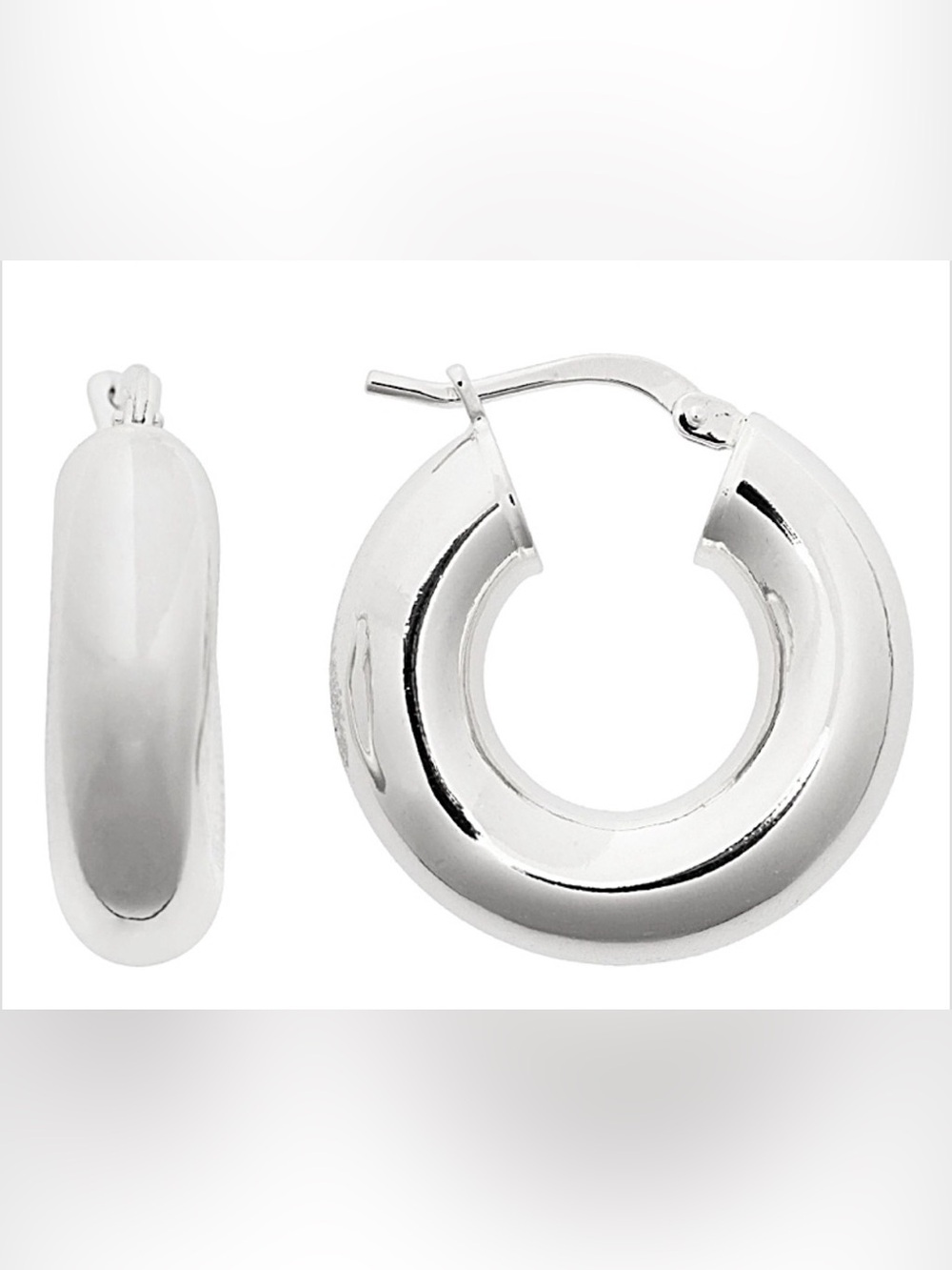 Platinum Over Bronze Round Hoop Earrings
